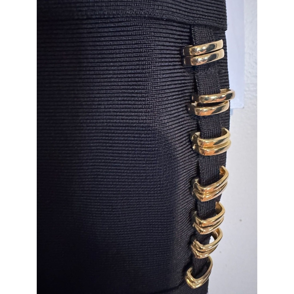 Byraya Bodycon Scuba Bandage Dress with Gold Links – Size M - Picture 7 of 14